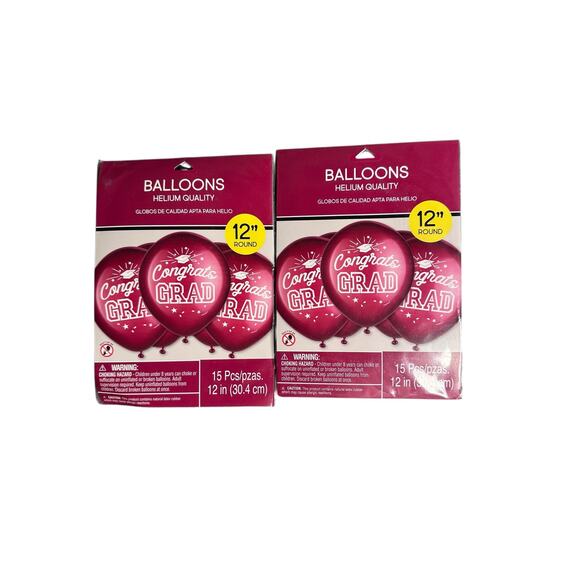 Congrats Grad Latex Balloons – Burgundy 12” Helium Quality (2 Packs, 30 Balloons - Picture 2 of 10